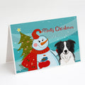 Snowman with Border Collie Greeting Cards Pack of 8 Blank Cards with Envelopes Whimsical A7 Size 5x7