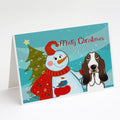 Snowman with Basset Hound Greeting Cards Pack of 8 Blank Cards with Envelopes Whimsical A7 Size 5x7