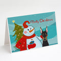 Snowman with Doberman Greeting Cards Pack of 8 Blank Cards with Envelopes Whimsical A7 Size 5x7