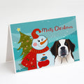 Snowman with Saint Bernard Greeting Cards Pack of 8 Blank Cards with Envelopes Whimsical A7 Size 5x7