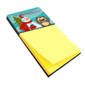 Snowman with Chocolate Brown Shih Tzu Watercolor Sticky Note Holder Refillable Dispenser Desk Accessory 3x3 Pad Gift