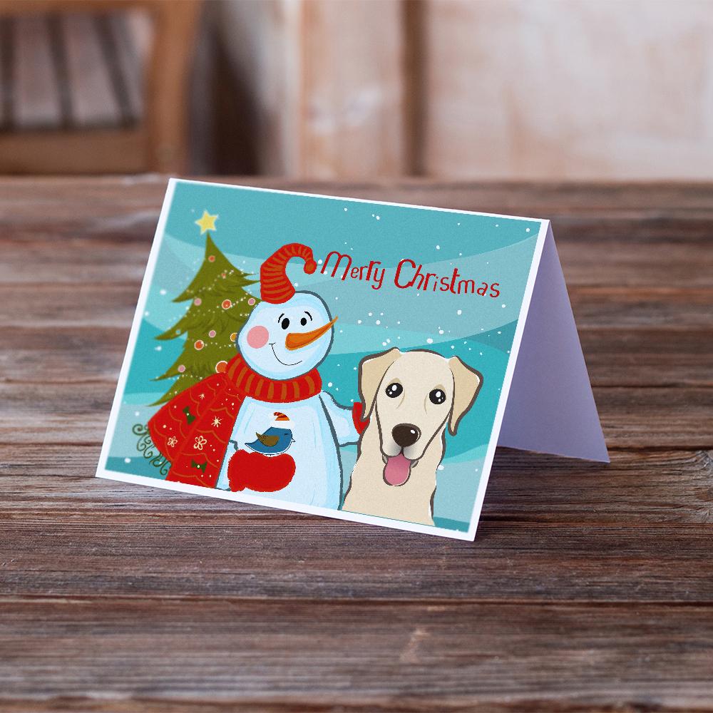 Snowman with Golden Retriever Greeting Cards Pack of 8 Blank Cards with Envelopes Whimsical A7 Size 5x7