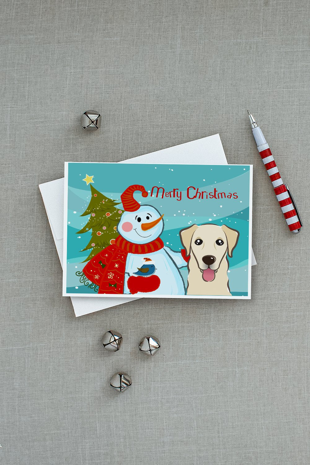 Snowman with Golden Retriever Greeting Cards Pack of 8 Blank Cards with Envelopes Whimsical A7 Size 5x7