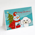Snowman with White Poodle Greeting Cards Pack of 8 Blank Cards with Envelopes Whimsical A7 Size 5x7