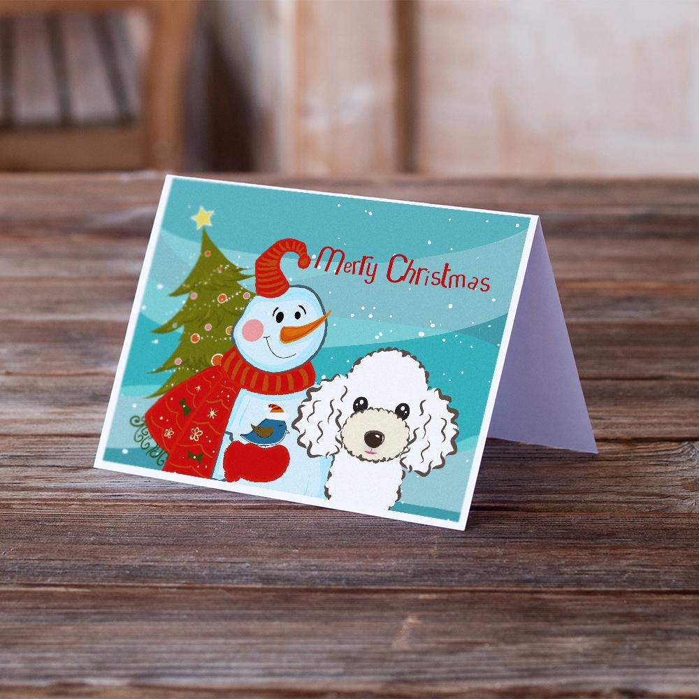 Snowman with White Poodle Greeting Cards Pack of 8 Blank Cards with Envelopes Whimsical A7 Size 5x7