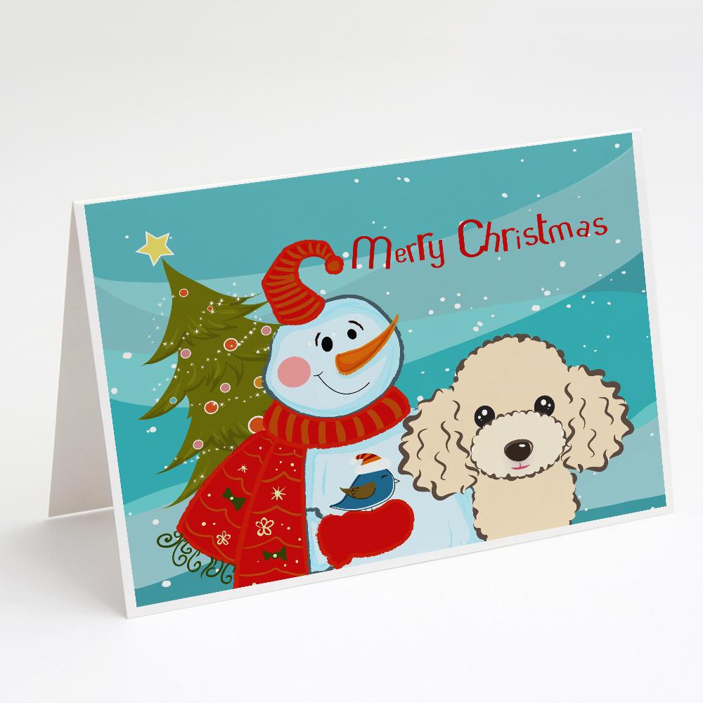 Snowman with Buff Poodle Greeting Cards Pack of 8 Blank Cards with Envelopes Whimsical A7 Size 5x7