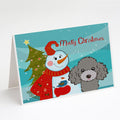 Snowman with Silver Gray Poodle Greeting Cards Pack of 8 Blank Cards with Envelopes Whimsical A7 Size 5x7