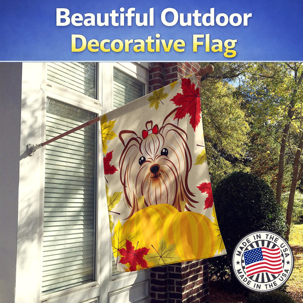 Yorkie Yorkishire Terrier Thanksgiving House Flag 28x40 Porch Sleeve Pole Decorative Outside Yard Banner Artwork Wall Hanging, Polyester