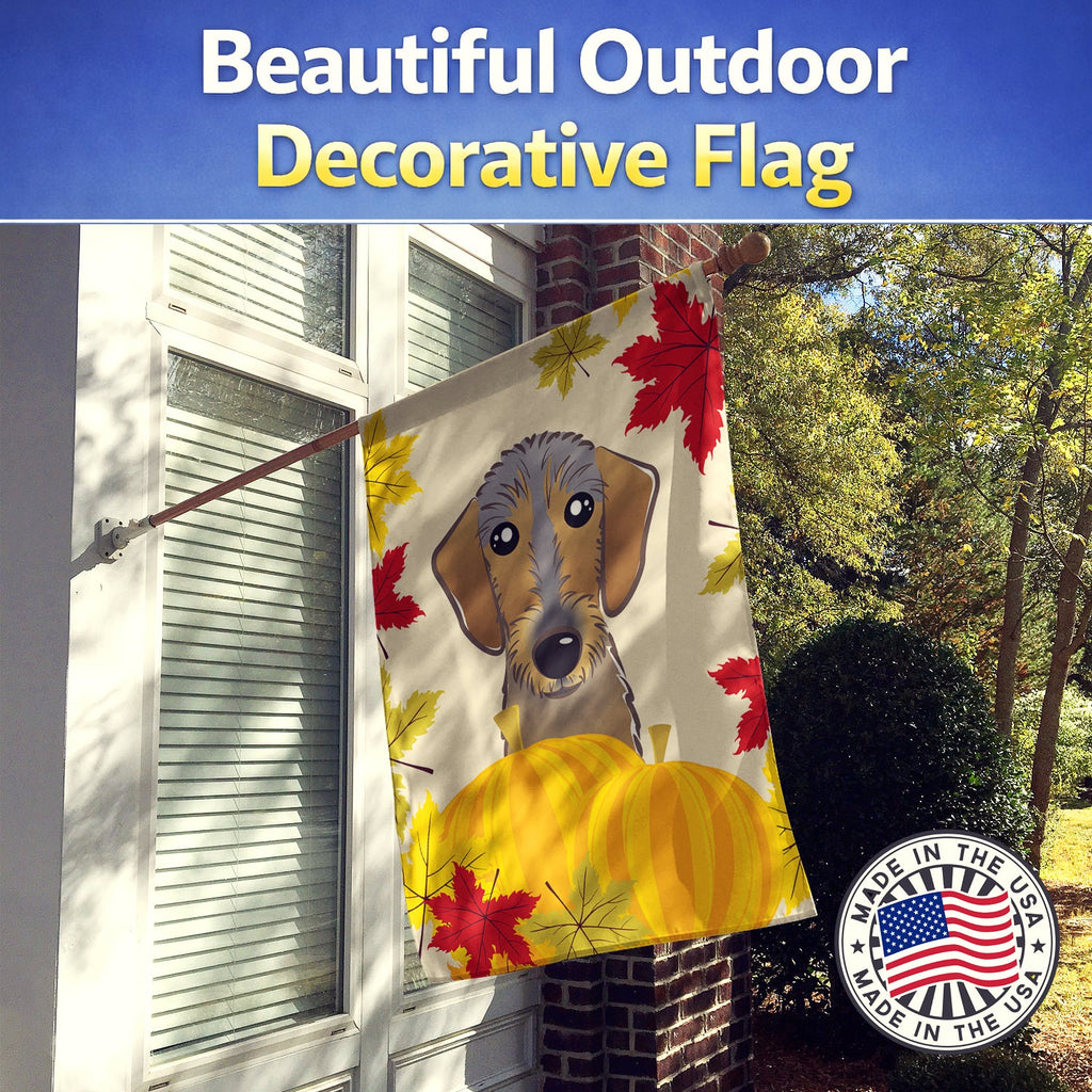 Wirehaired Dachshund Thanksgiving House Flag 28x40 Porch Sleeve Pole Decorative Outside Yard Banner Artwork Wall Hanging, Polyester