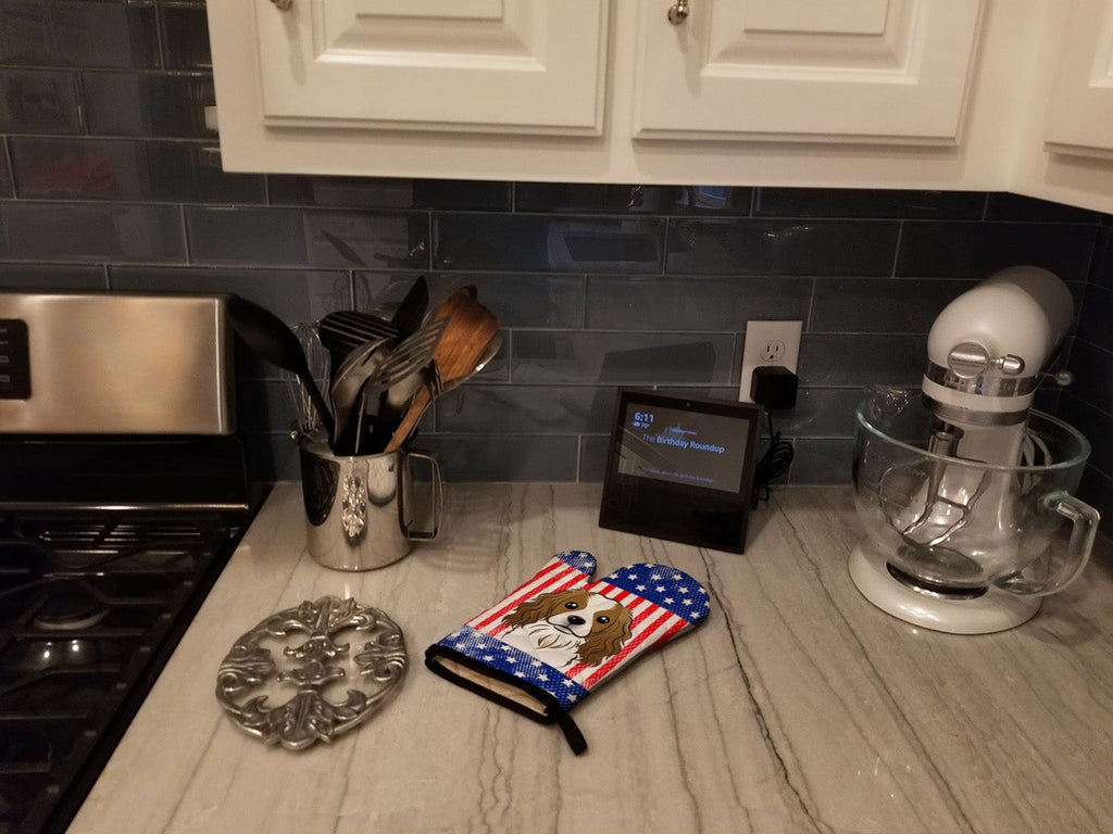 American Flag and Cavalier Spaniel Oven Mitt Heat Resistant Thick Oven Mitt for Hot Pans and Oven, Kitchen Mitt Protect Hands, Cooking Baking Glove