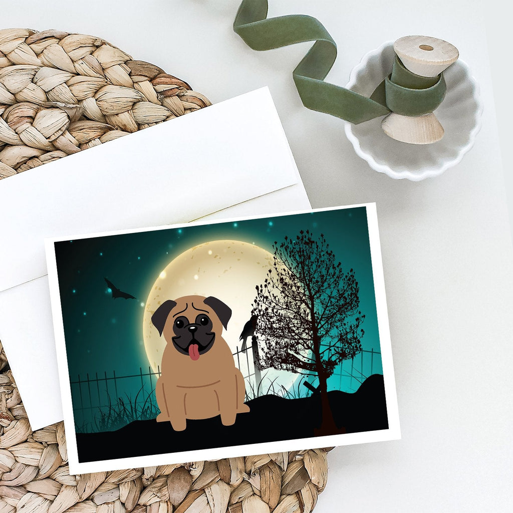 Halloween Scary Pug Brown Greeting Cards Pack of 8 Blank Cards with Envelopes Whimsical A7 Size 5x7