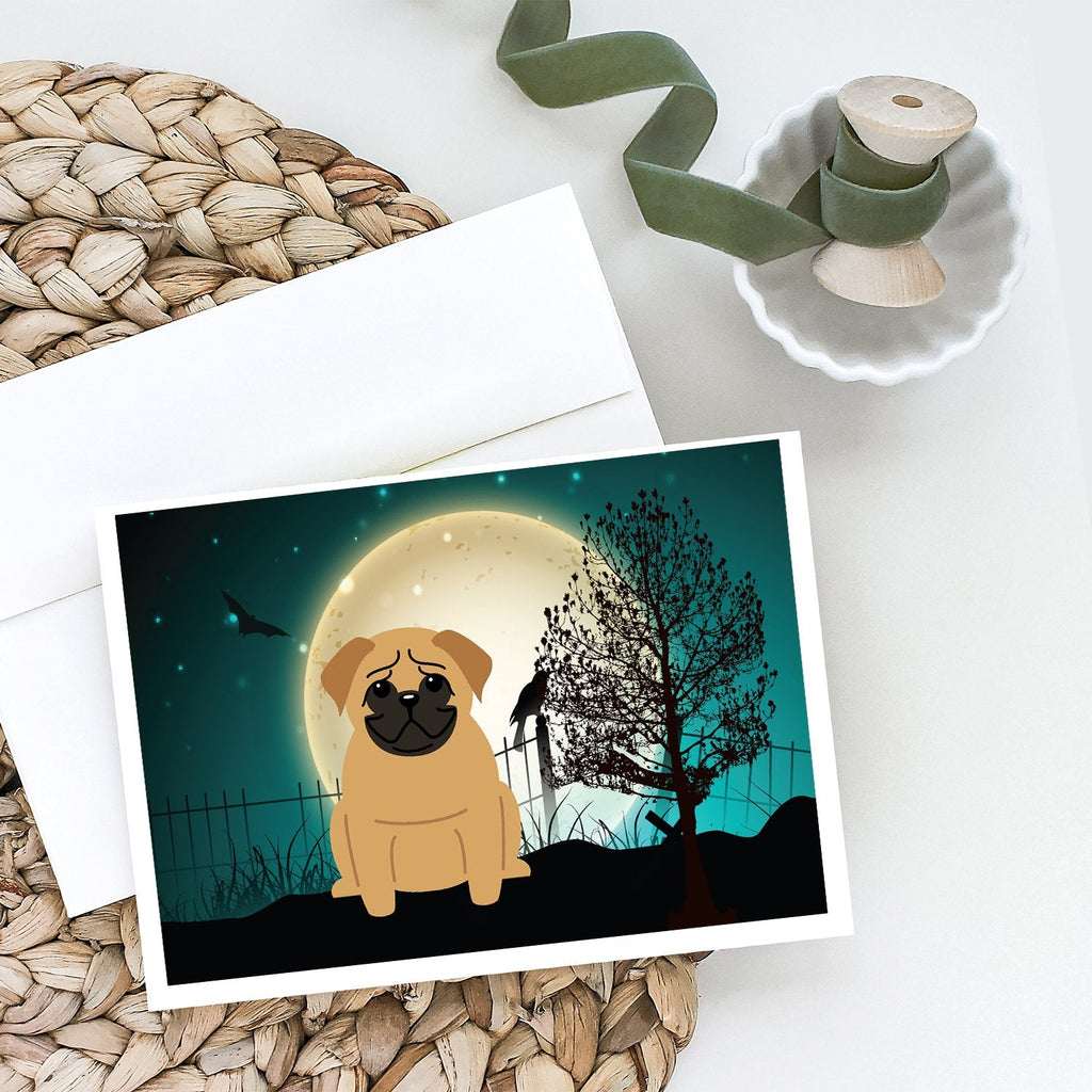 Halloween Scary Pug Brown Greeting Cards Pack of 8 Blank Cards with Envelopes Whimsical A7 Size 5x7