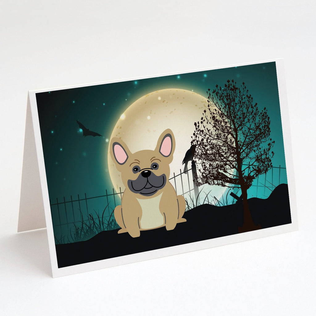 Halloween Scary French Bulldog Cream Greeting Cards Pack of 8 Blank Cards with Envelopes Whimsical A7 Size 5x7
