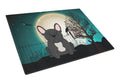 Halloween Scary French Bulldog Black Cutting Board Tempered Glass Kitchen Cutting Surface, Heat Resistant Chopping, Non-Slip Feet, Food Prep & Serving