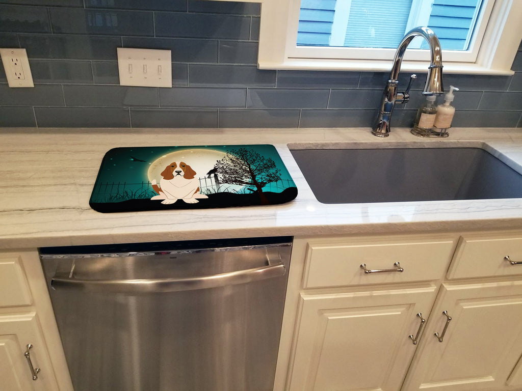 Halloween Scary Basset Hound Dish Drying Mat Absorbent Dish Drying Mat Pad for Kitchen Counter Dish Drainer Mat for Countertop, 14 x 21", Multicolor