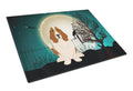 Halloween Scary Basset Hound Cutting Board Tempered Glass Kitchen Cutting Surface, Heat Resistant Chopping, Non-Slip Feet, Food Prep & Serving
