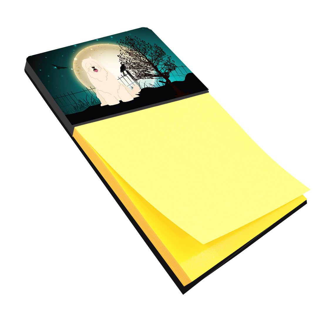 Halloween Scary South Russian Sheepdog Watercolor Sticky Note Holder Refillable Dispenser Desk Accessory 3x3 Pad Gift