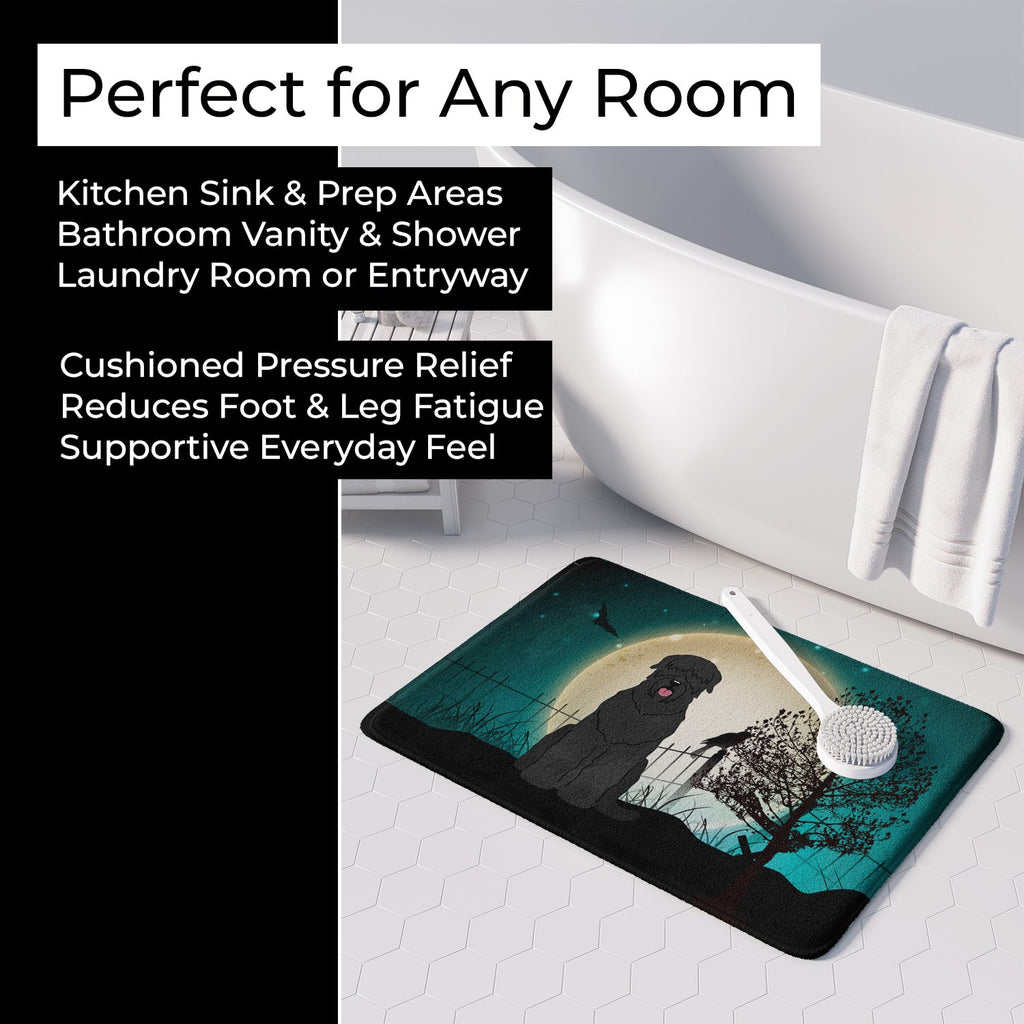 Halloween Scary Black Russian Terrier Memory Foam Kitchen Mat Machine Washable Anti-Fatigue Cushion Comfort Bath or Kitchen Rug