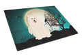 Halloween Scary Samoyed Cutting Board Tempered Glass Kitchen Cutting Surface, Heat Resistant Chopping, Non-Slip Feet, Food Prep & Serving