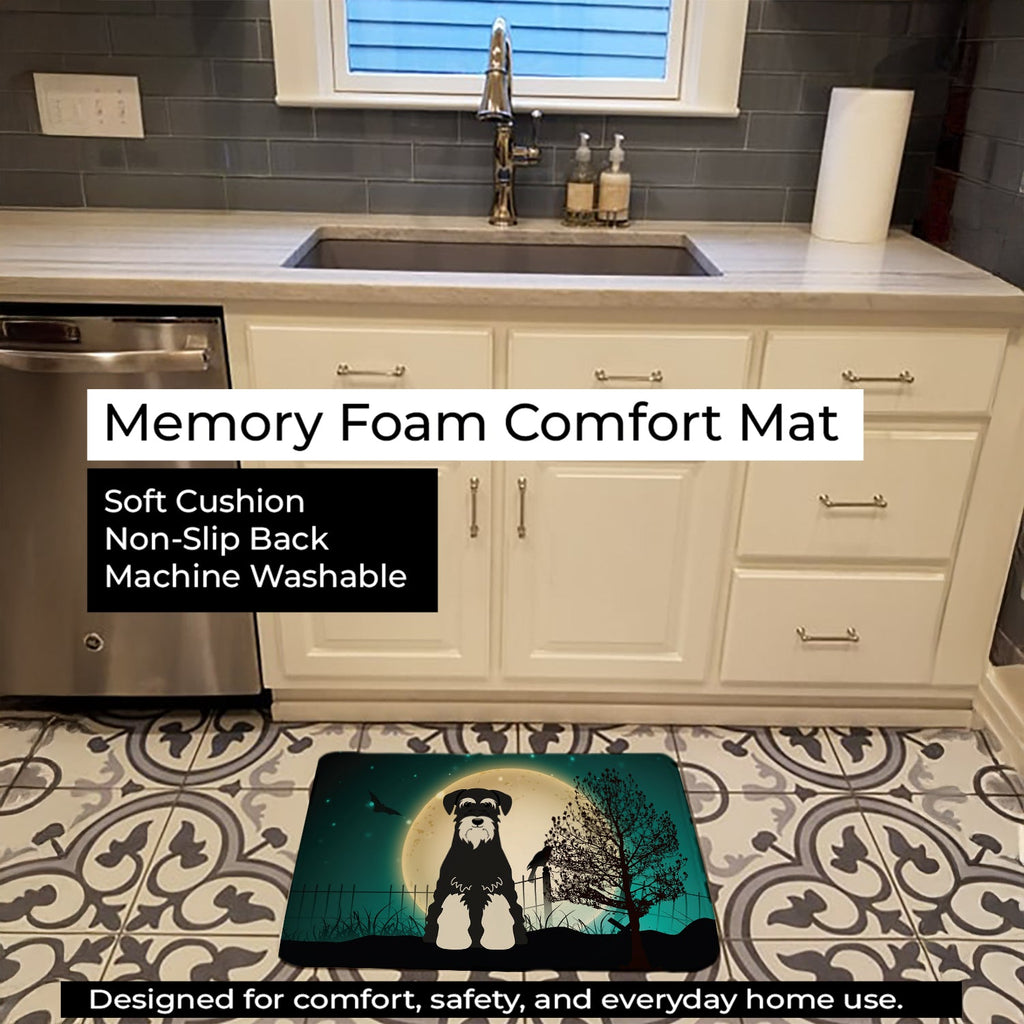 Halloween Scary Standard Schnauzer Salt and Pepper Memory Foam Kitchen Mat Machine Washable Anti-Fatigue Cushion Comfort Bath or Kitchen Rug