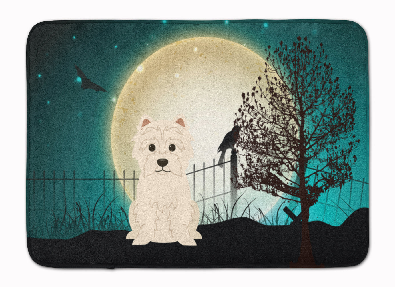 Halloween Scary Westie Memory Foam Kitchen Mat Machine Washable Anti-Fatigue Cushion Comfort Bath or Kitchen Rug