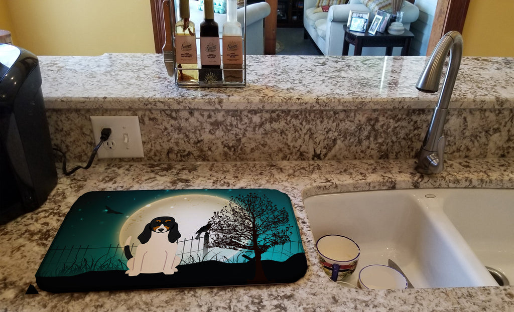 Halloween Scary Swiss Hound Dish Drying Mat Absorbent Dish Drying Mat Pad for Kitchen Counter Dish Drainer Mat for Countertop, 14 x 21", Multicolor