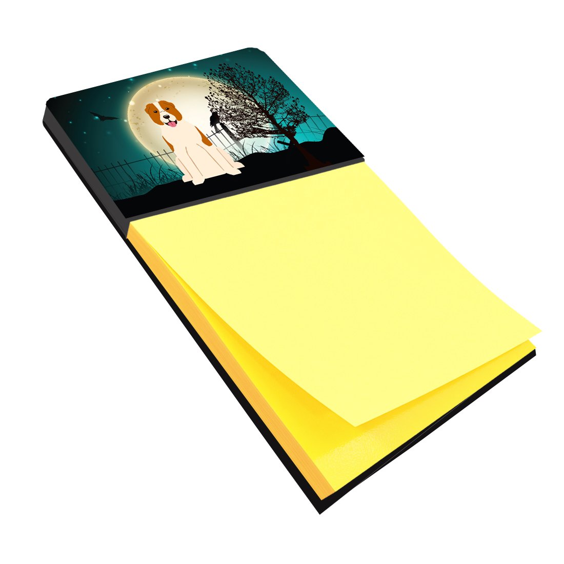 Halloween Scary Central Asian Shepherd Dog Watercolor Sticky Note Holder Refillable Dispenser Desk Accessory 3x3 Pad Gift
