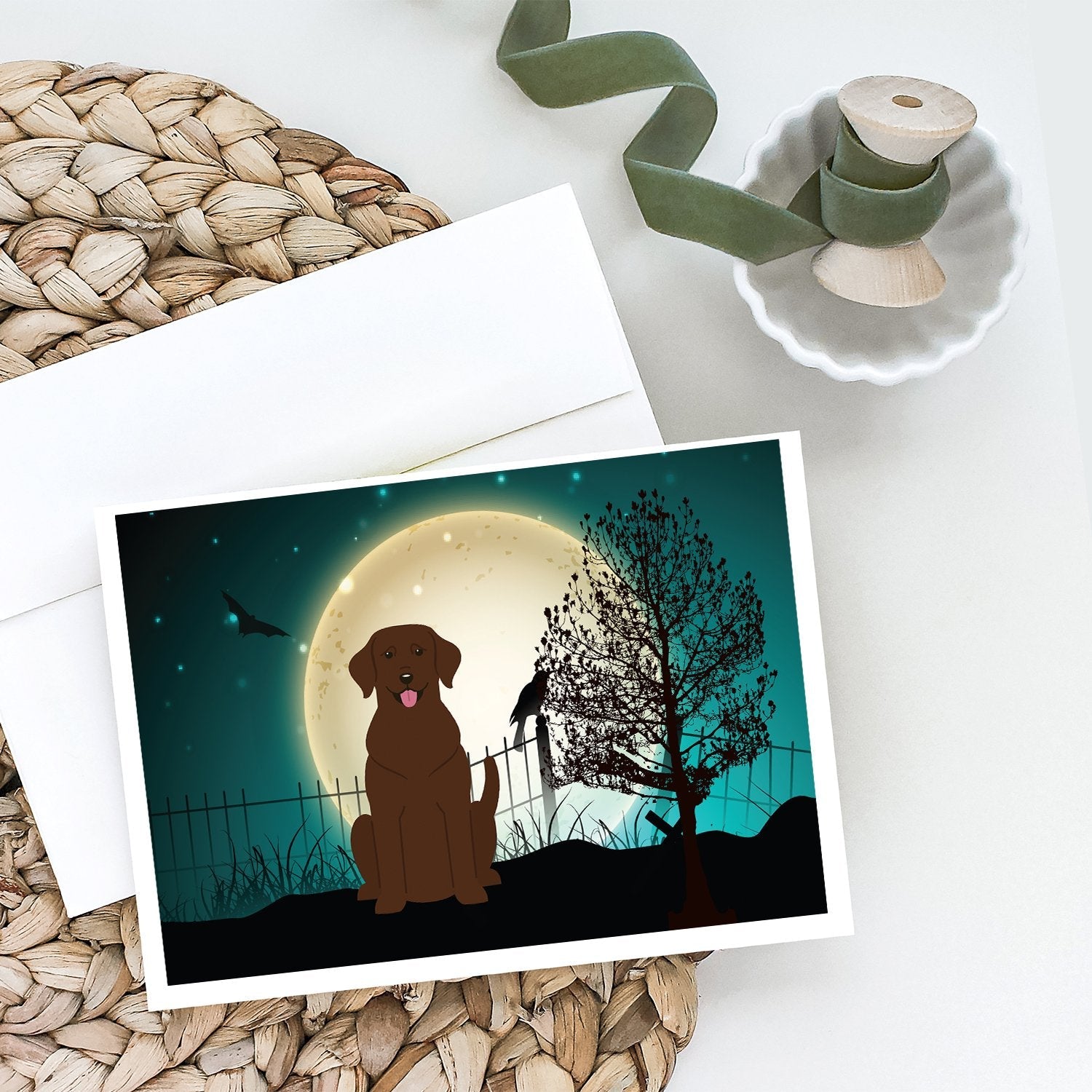 Halloween Scary Chocolate Labrador Greeting Cards Pack of 8 Blank Cards with Envelopes Whimsical A7 Size 5x7