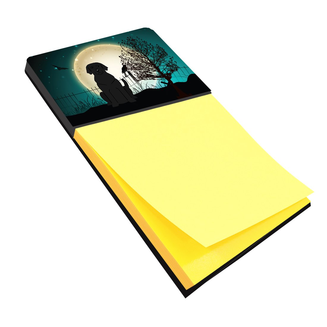 Halloween Scary Black Labrador Watercolor Sticky Note Holder Refillable Dispenser Desk Accessory 3x3 Pad Gift