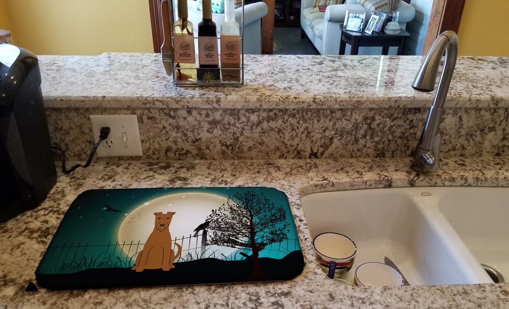 Halloween Scary Irish Terrier Dish Drying Mat Absorbent Dish Drying Mat Pad for Kitchen Counter Dish Drainer Mat for Countertop, 14 x 21", Multicolor