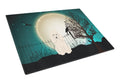 Halloween Scary Poodle White Cutting Board Tempered Glass Kitchen Cutting Surface, Heat Resistant Chopping, Non-Slip Feet, Food Prep & Serving