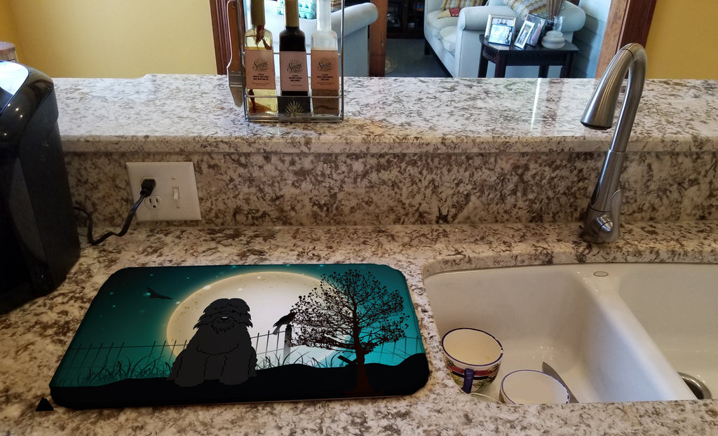 Halloween Scary Bouvier des Flandres Dish Drying Mat Absorbent Dish Drying Mat Pad for Kitchen Counter Dish Drainer Mat for Countertop, 14 x 21", Multicolor