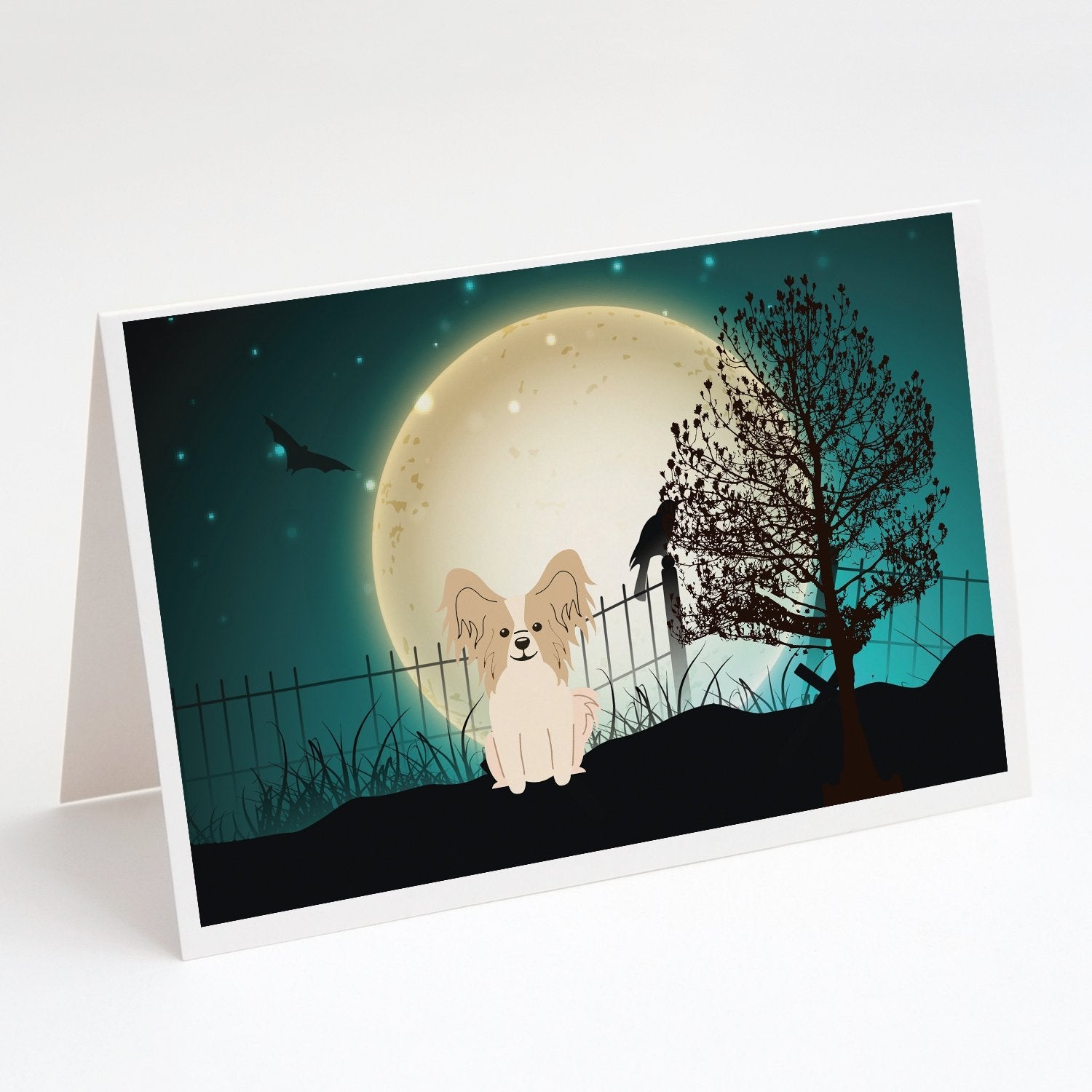 Halloween Scary Papillon Sable White Greeting Cards Pack of 8 Blank Cards with Envelopes Whimsical A7 Size 5x7