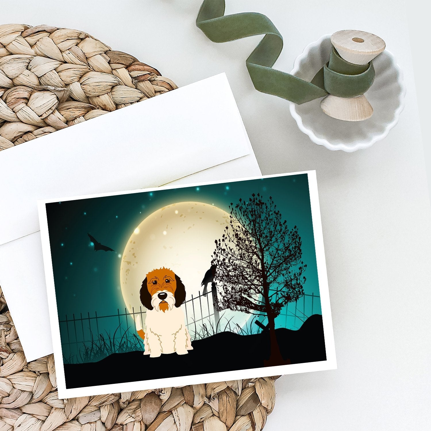 Halloween Scary Petit Basset Griffon Veenden Greeting Cards Pack of 8 Blank Cards with Envelopes Whimsical A7 Size 5x7