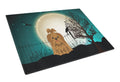 Halloween Scary Shih Tzu Chocolate Cutting Board Tempered Glass Kitchen Cutting Surface, Heat Resistant Chopping, Non-Slip Feet, Food Prep & Serving