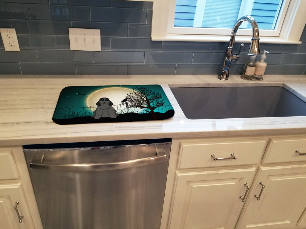 Halloween Scary Cocker Spaniel Black Dish Drying Mat Absorbent Dish Drying Mat Pad for Kitchen Counter Dish Drainer Mat for Countertop, 14 x 21", Multicolor