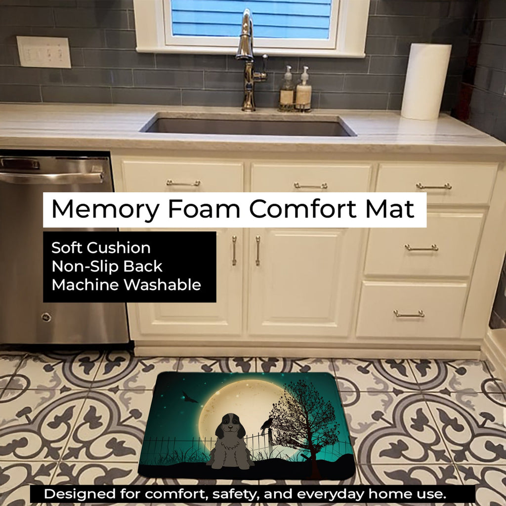 Halloween Scary Cocker Spaniel Black Memory Foam Kitchen Mat Machine Washable Anti-Fatigue Cushion Comfort Bath or Kitchen Rug