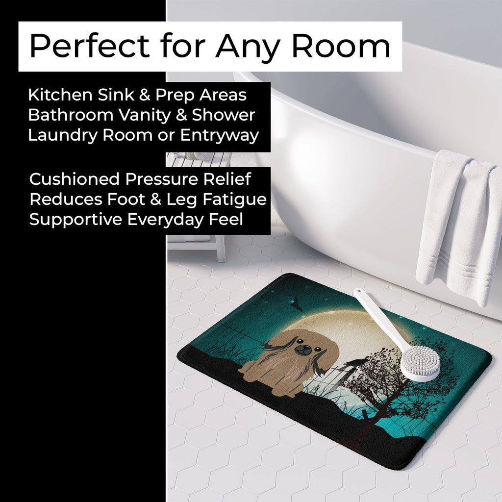 Halloween Scary Pekingese Tan Memory Foam Kitchen Mat Machine Washable Anti-Fatigue Cushion Comfort Bath or Kitchen Rug