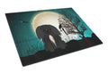 Halloween Scary Pekingese Black Cutting Board Tempered Glass Kitchen Cutting Surface, Heat Resistant Chopping, Non-Slip Feet, Food Prep & Serving