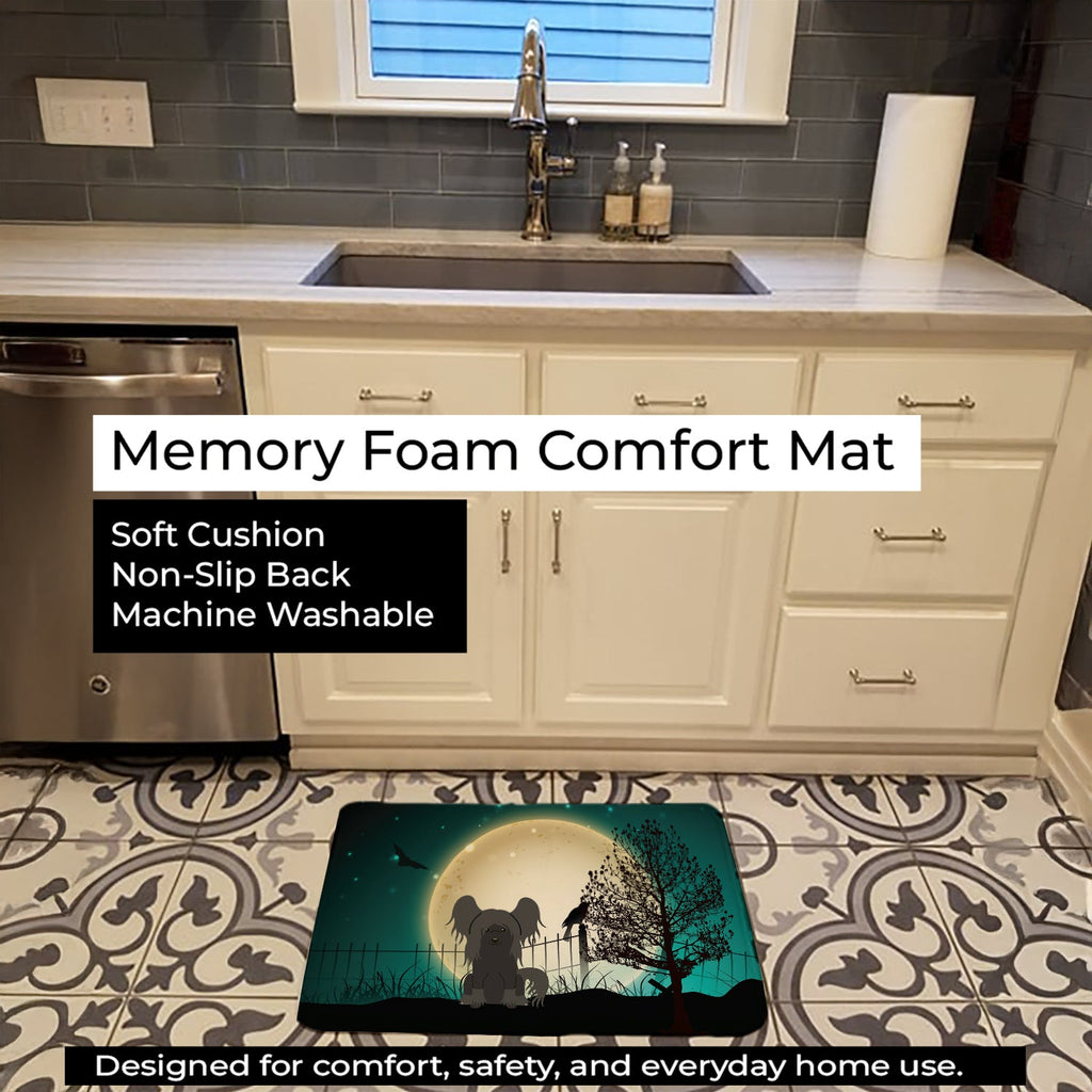 Halloween Scary Chinese Crested Black Memory Foam Kitchen Mat Machine Washable Anti-Fatigue Cushion Comfort Bath or Kitchen Rug