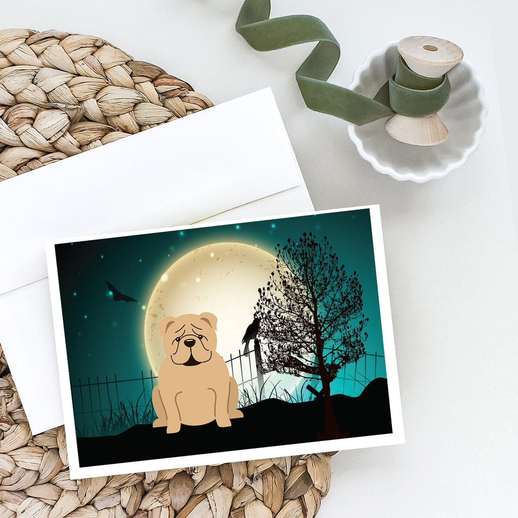 Halloween Scary  English Bulldog Fawn Greeting Cards Pack of 8 Blank Cards with Envelopes Whimsical A7 Size 5x7