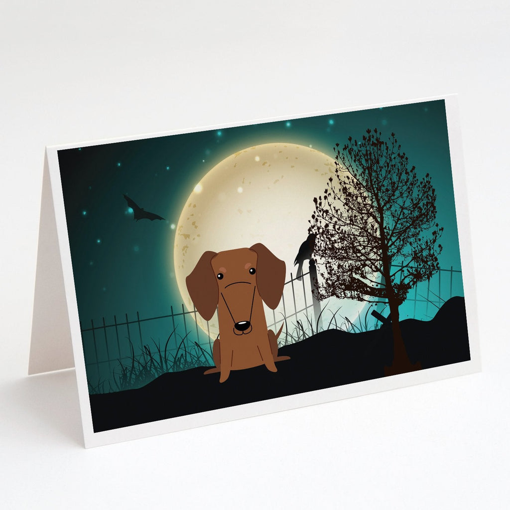 Halloween Scary Dachshund Red Brown Greeting Cards Pack of 8 Blank Cards with Envelopes Whimsical A7 Size 5x7