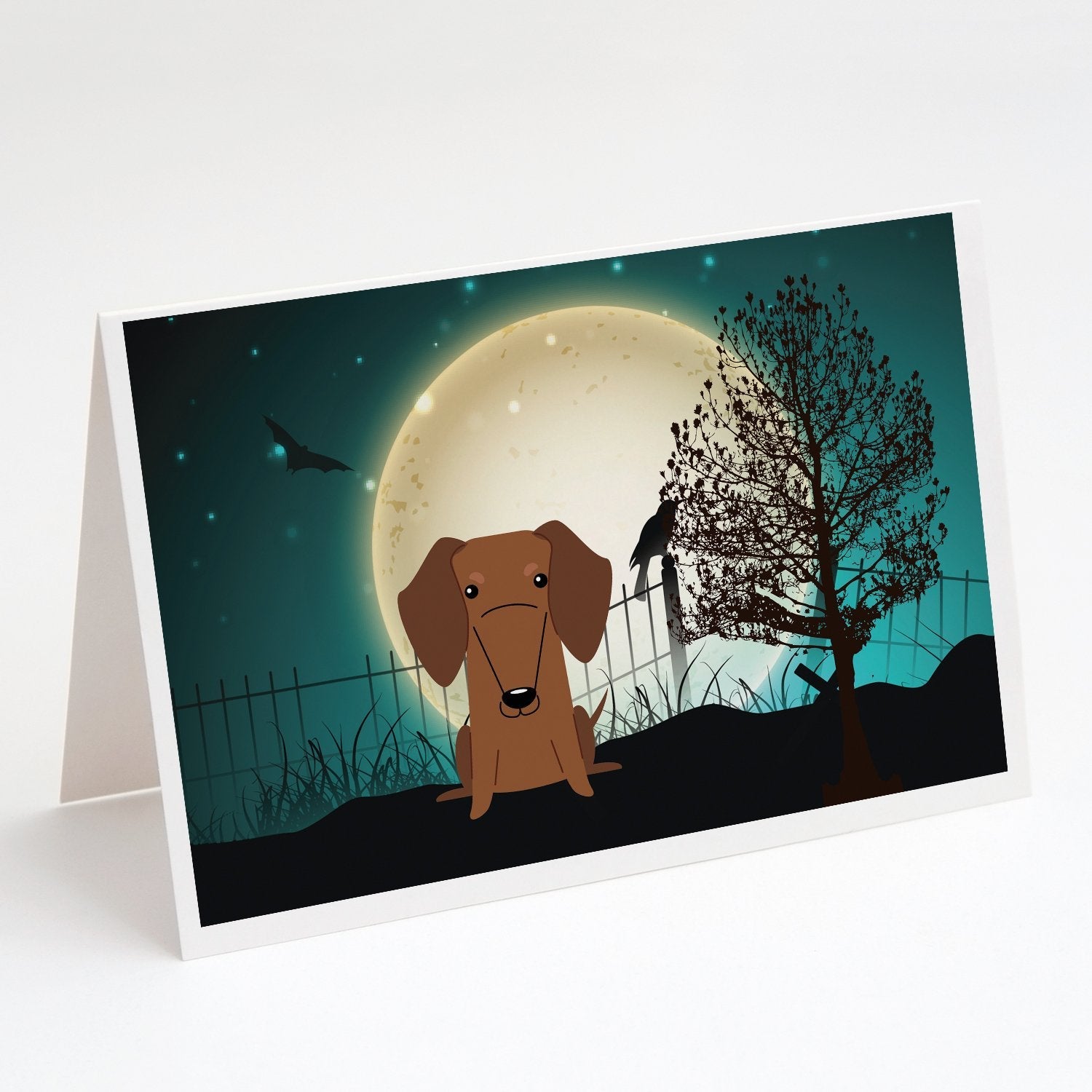 Halloween Scary Dachshund Red Brown Greeting Cards Pack of 8 Blank Cards with Envelopes Whimsical A7 Size 5x7