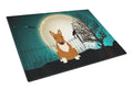 Halloween Scary Bull Terrier Red Cutting Board Tempered Glass Kitchen Cutting Surface, Heat Resistant Chopping, Non-Slip Feet, Food Prep & Serving