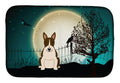 Halloween Scary Bull Terrier Dark Brindle Dish Drying Mat Absorbent Dish Drying Mat Pad for Kitchen Counter Dish Drainer Mat for Countertop, 14 x 21", Multicolor
