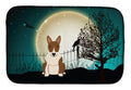 Halloween Scary Bull Terrier Brindle Dish Drying Mat Absorbent Dish Drying Mat Pad for Kitchen Counter Dish Drainer Mat for Countertop, 14 x 21", Multicolor