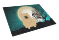 Halloween Scary Chow Chow Cream Cutting Board Tempered Glass Kitchen Cutting Surface, Heat Resistant Chopping, Non-Slip Feet, Food Prep & Serving