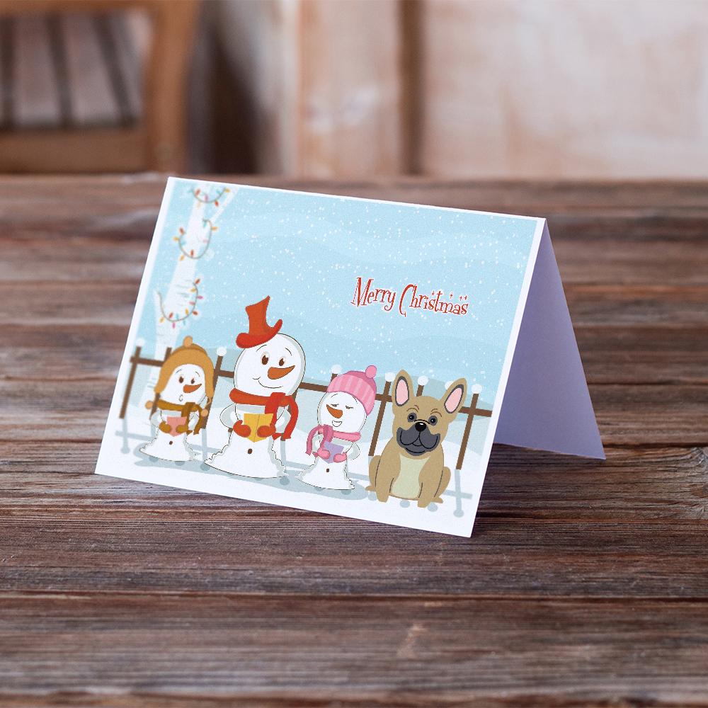 Merry Christmas Carolers French Bulldog Cream Greeting Cards Pack of 8 Blank Cards with Envelopes Whimsical A7 Size 5x7
