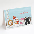 Merry Christmas Carolers French Bulldog Black Greeting Cards Pack of 8 Blank Cards with Envelopes Whimsical A7 Size 5x7