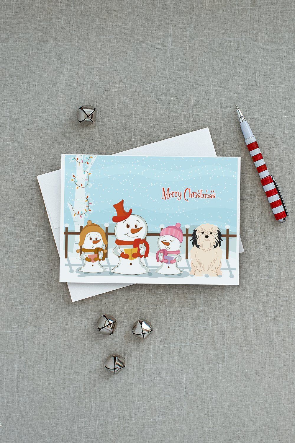 Merry Christmas Carolers Lowchen Greeting Cards Pack of 8 Blank Cards with Envelopes Whimsical A7 Size 5x7